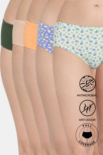 Buy Zivame Anti-Microbial Low Rise Full Coverage Hipster Panty (Pack of 5) - Multicolor